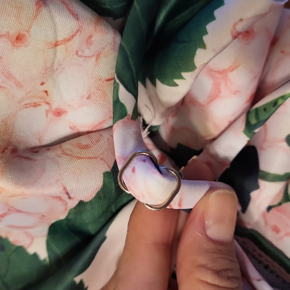 Ibakom Pink Hydrangea 2 Pc Swim Suit Highwaisted Ruffle Top Spaghetti Strap - Picture 7 of 10